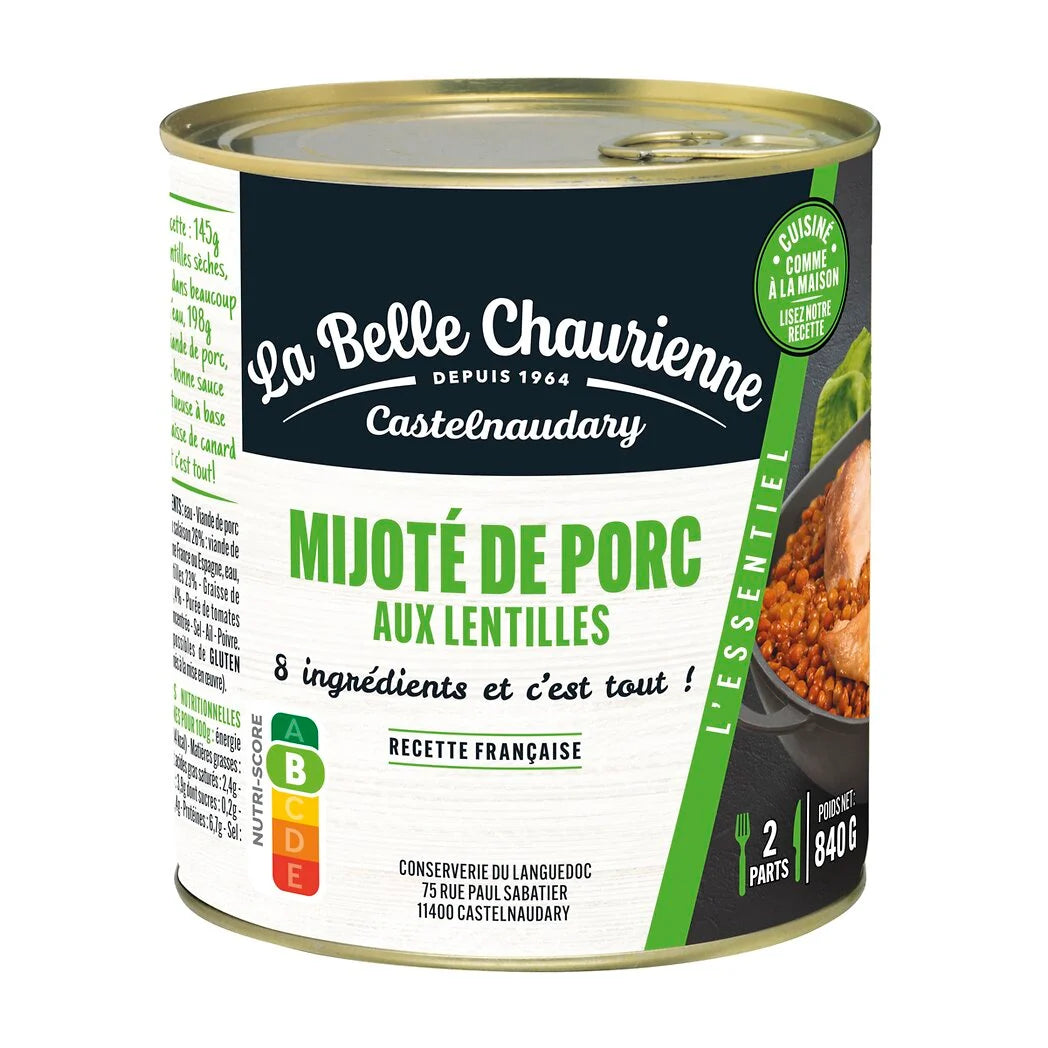 LA BELLE CHAURIENNE Guiso de cerdo con lentejas 840g
