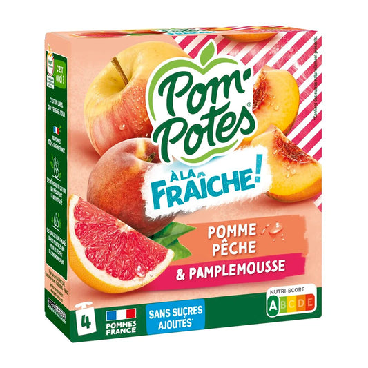 POM'POTES A la Fraiche - compotes pomme pêche pamplemousse 4x90g