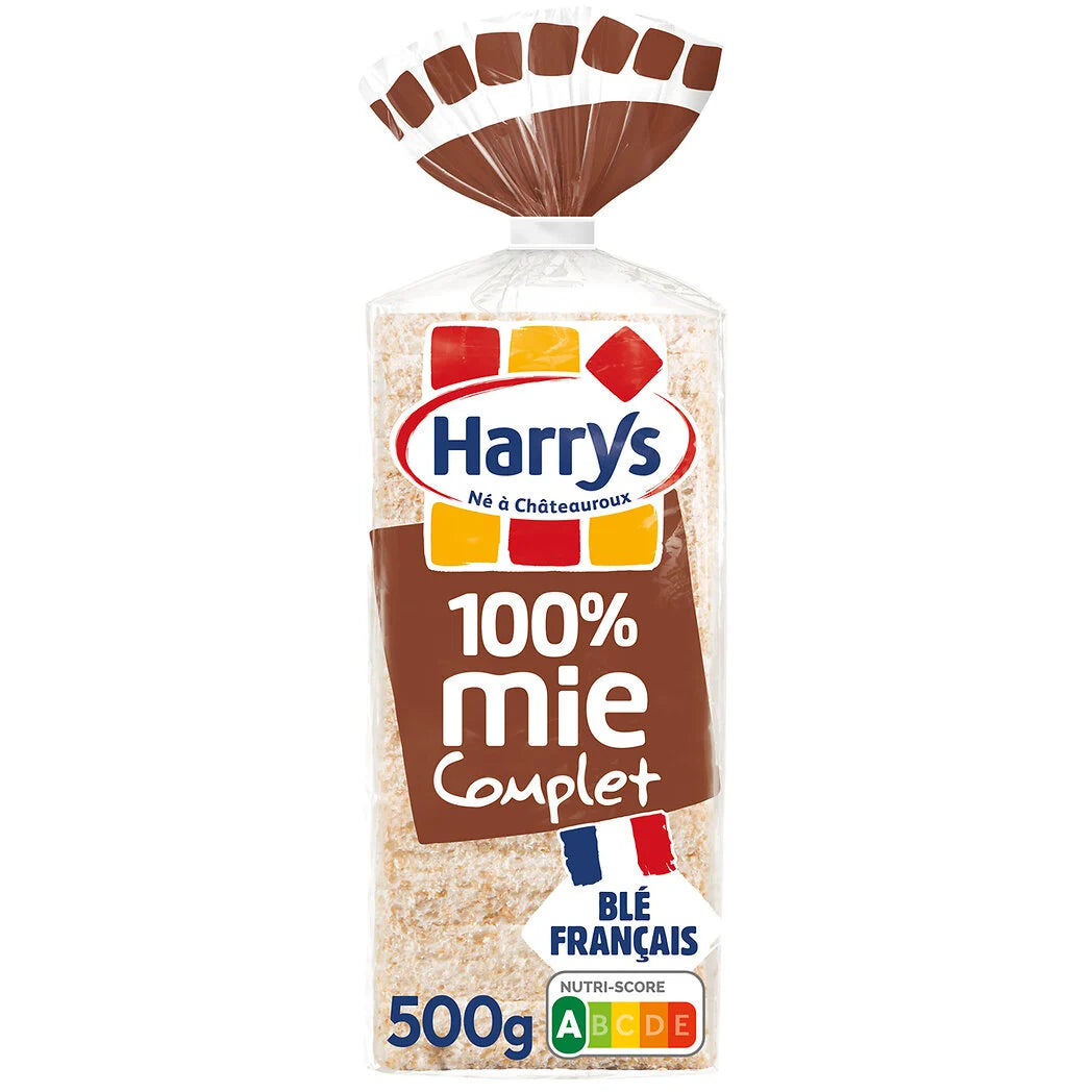 HARRYS 100% Mie - Pão de forma integral sem casca x20 - 500g