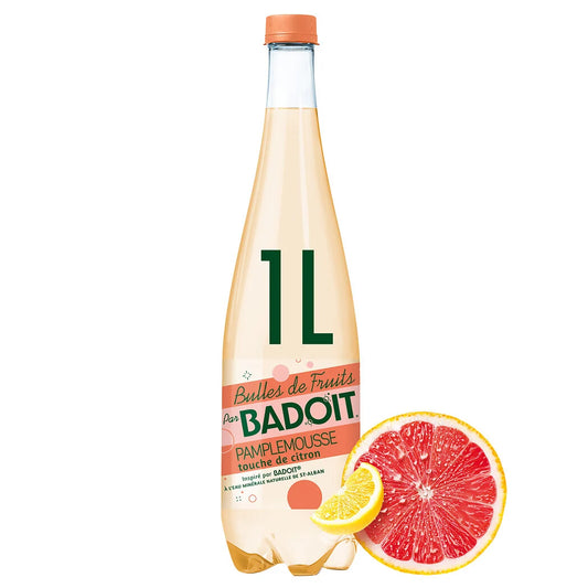 BADOIT Eau gazeuse Bulles of fruits aromatisée grapefruit lemon 1L
