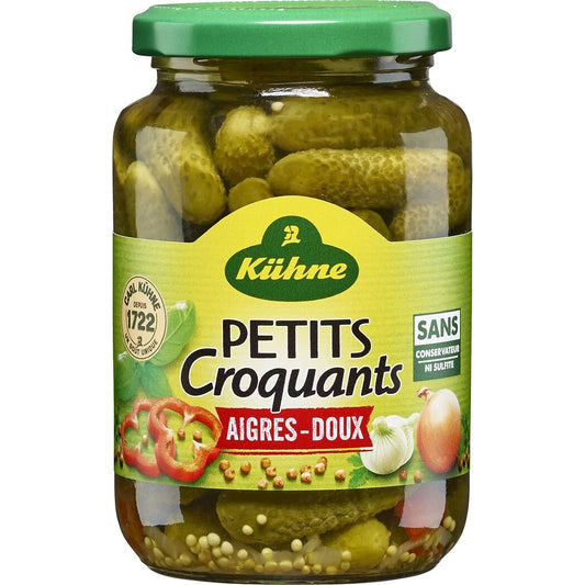 KUHNE Small Crunchy Sweet-and-Sour Gherkins 190g