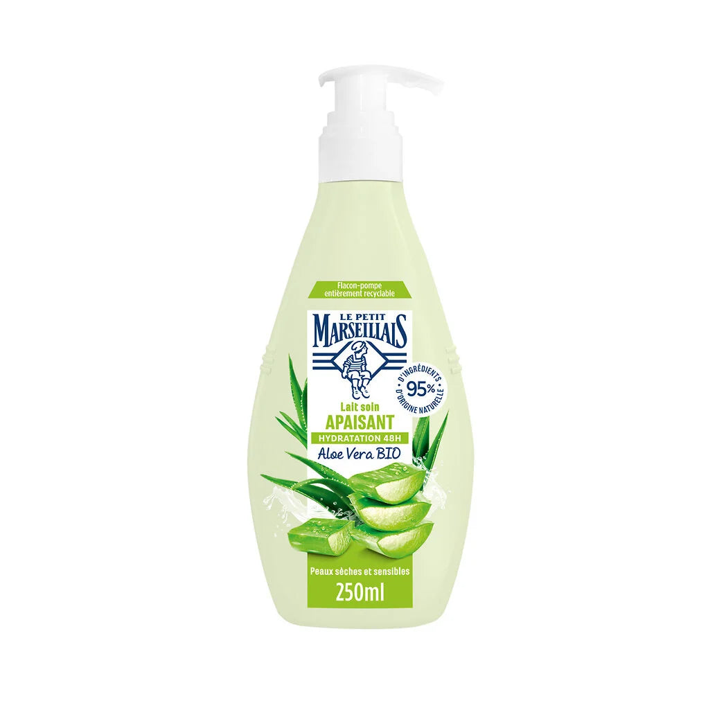 LE PETIT MARSEILLAIS Leche Corporal Hidratante Aloe Vera Orgánico Botella con Bomba 250ml