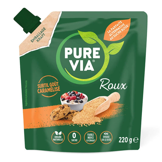 PURE VIA Brown Stevia Powder Sweetener 220g