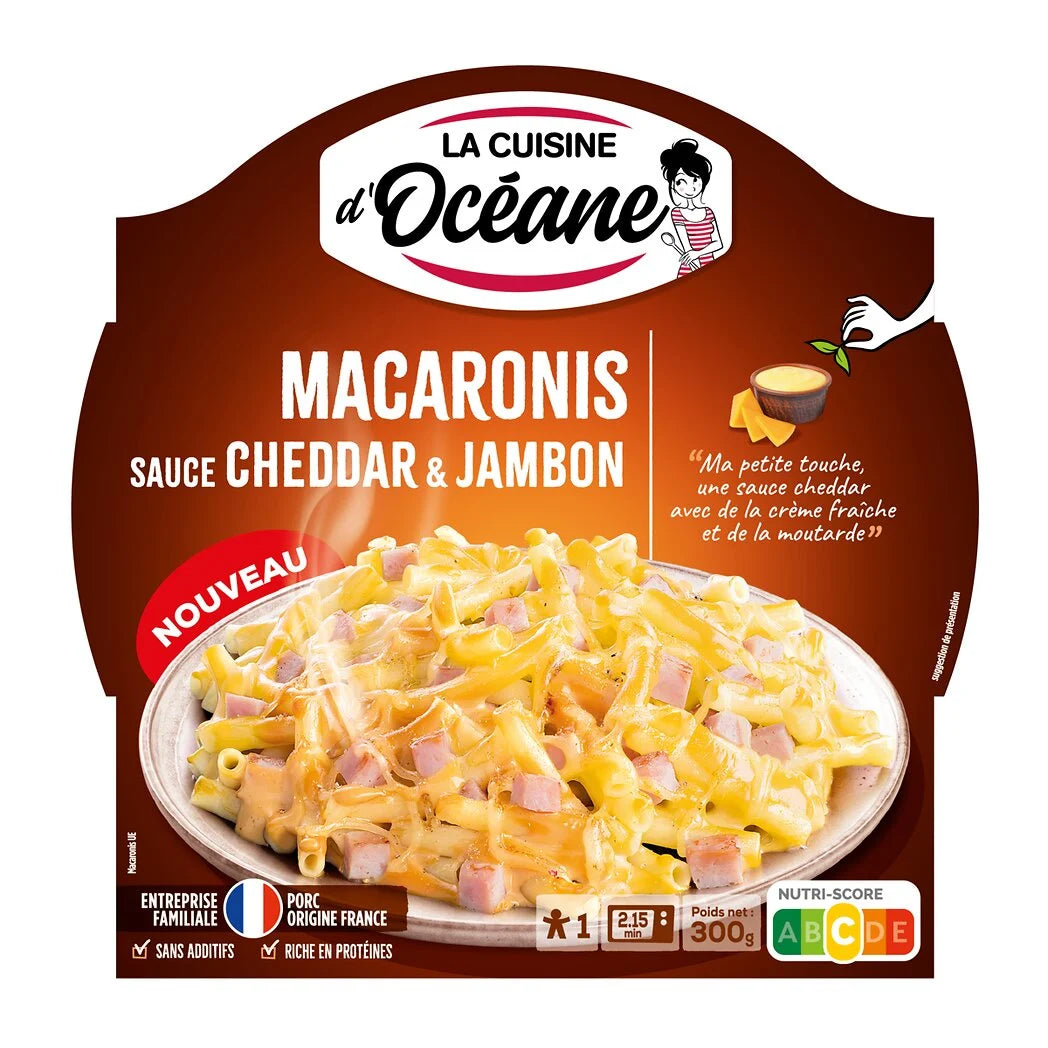 LA CUISINE D'OCEANE Macaroni Gratin with Cheddar Sauce and Ham 300g