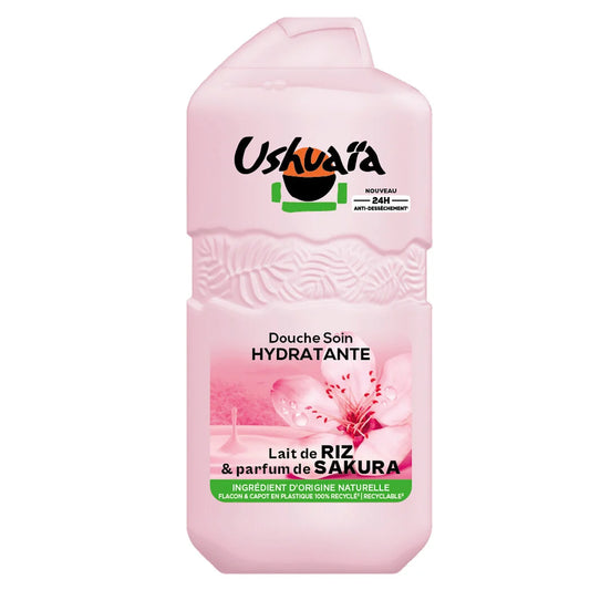 Gel douche hydratant USHUAIA au lait de riz et parfum de Sakura 280 ml