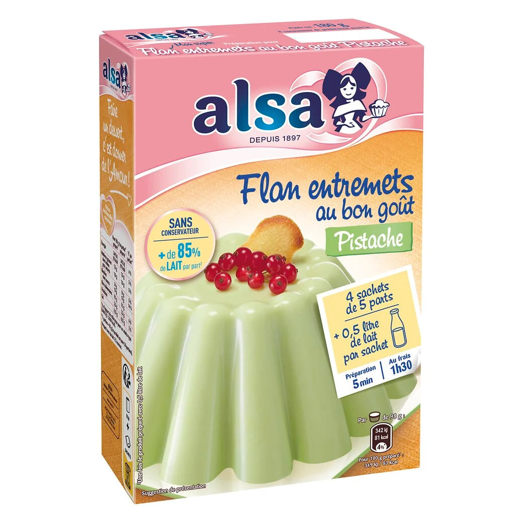 Preparación para Flan y Postre ALSA Sabor Pistacho 4x45g