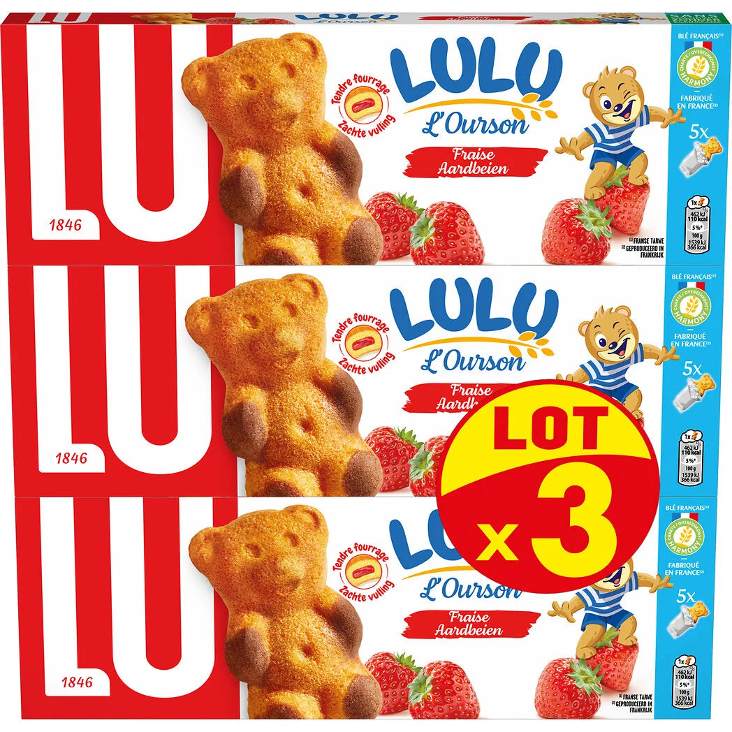 LU Lulu l'Ourson - Strawberry-Filled Cake 3x150g
