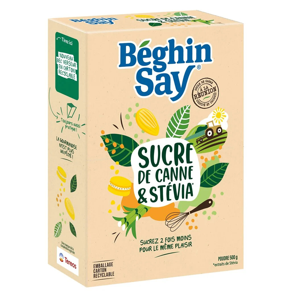 Açúcar de cana em pó com Stevia BEGHIN SAY 500g