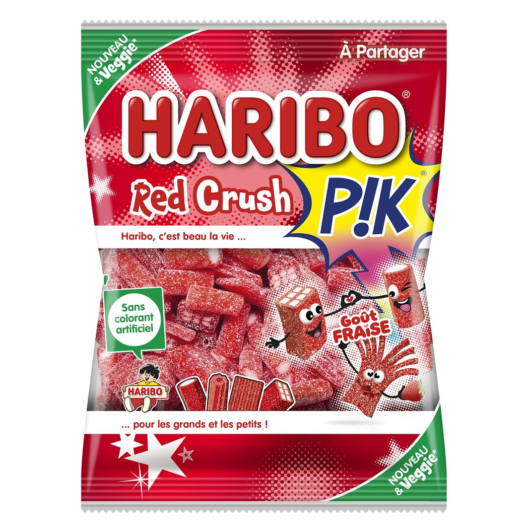 Bala HARIBO Red Crush Pik Sabor Morango 180g
