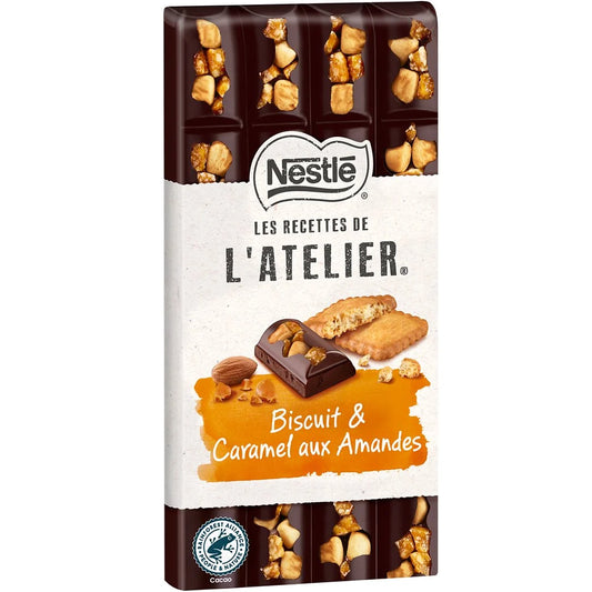 NESTLÉ chocolate bar dark biscuit and caramel with almonds 170g