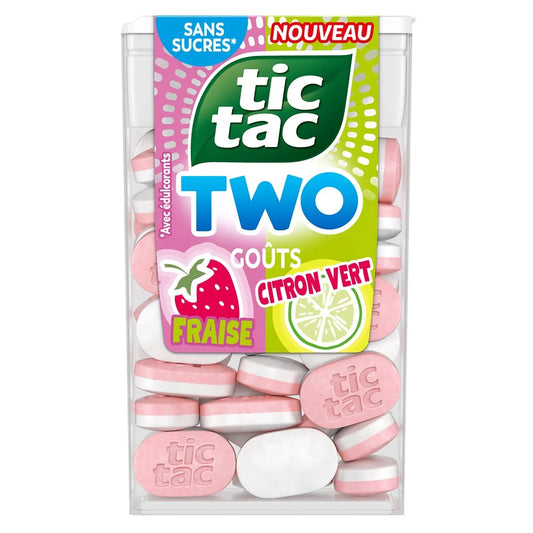 TIC TAC Strawberry & Lime Two-Flavor Mints with Sweeteners 38.5g