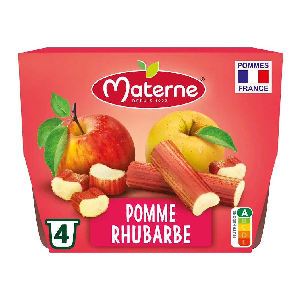 MATERNE Apple Rhubarb Fruit Compote 4x100g