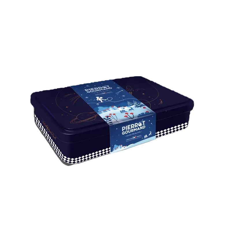 PIERROT GOURMAND Boite Métal 20 sucettes fer de lance Fruits et Caramel - Noël 2026