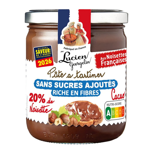 LUCIEN GEORGELIN No Added Sugars Hazelnut and Cocoa Spread 400g
