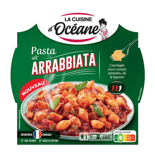 LA CUISINE D'OCEANE Pasta all'Arrabbiata – Conchiglie with Spicy Tomato Sauce, Garlic & Vegetables 280g
