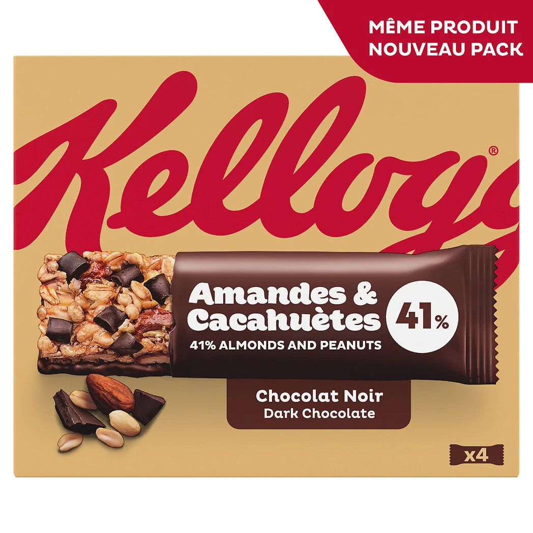 KELLOGG'S Extra - Barrinhas de cereais com amêndoas torradas e chocolate amargo 4x32g