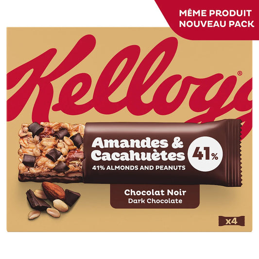 KELLOGG'S Extra - cereal bars almonds grillées and dark chocolate 4x32g