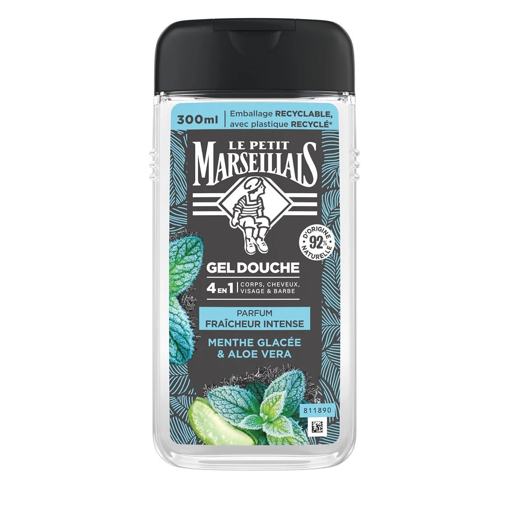 LE PETIT MARSEILLAIS Gel de ducha para hombre menta helada y aloe vera 30cl