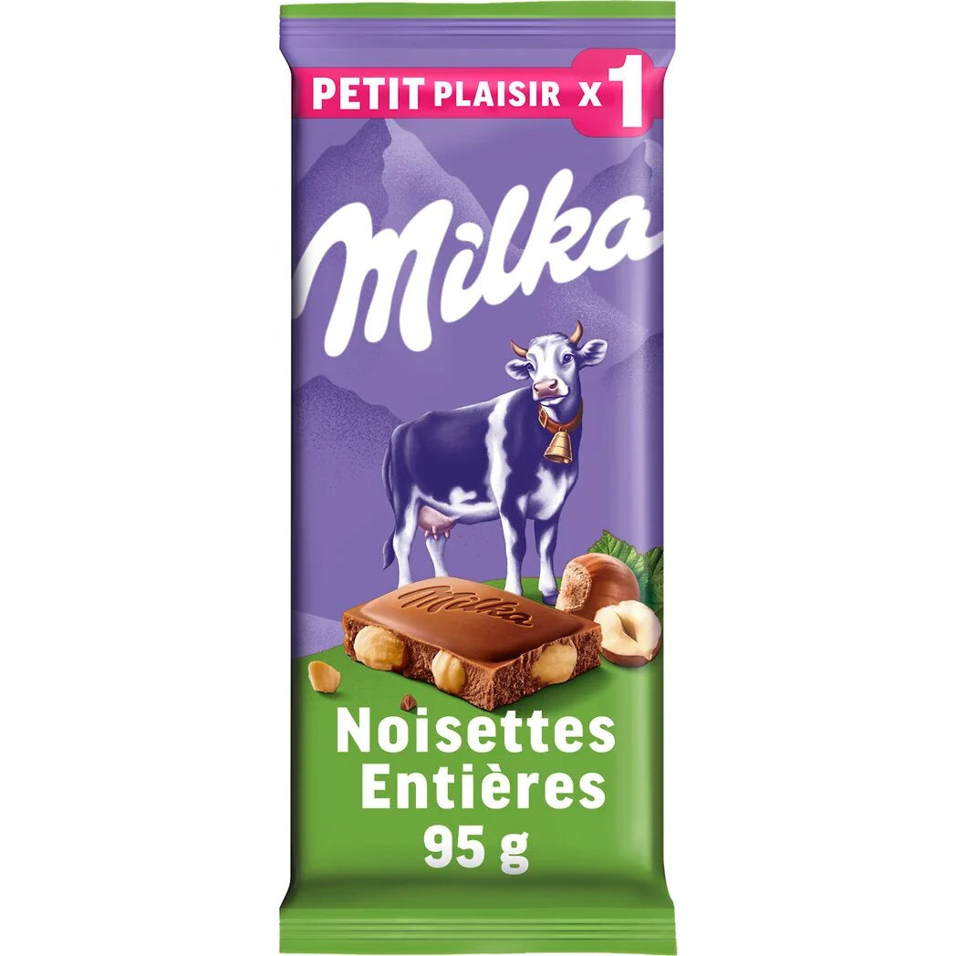 MILKA Chocolate con leche y avellanas enteras 95g