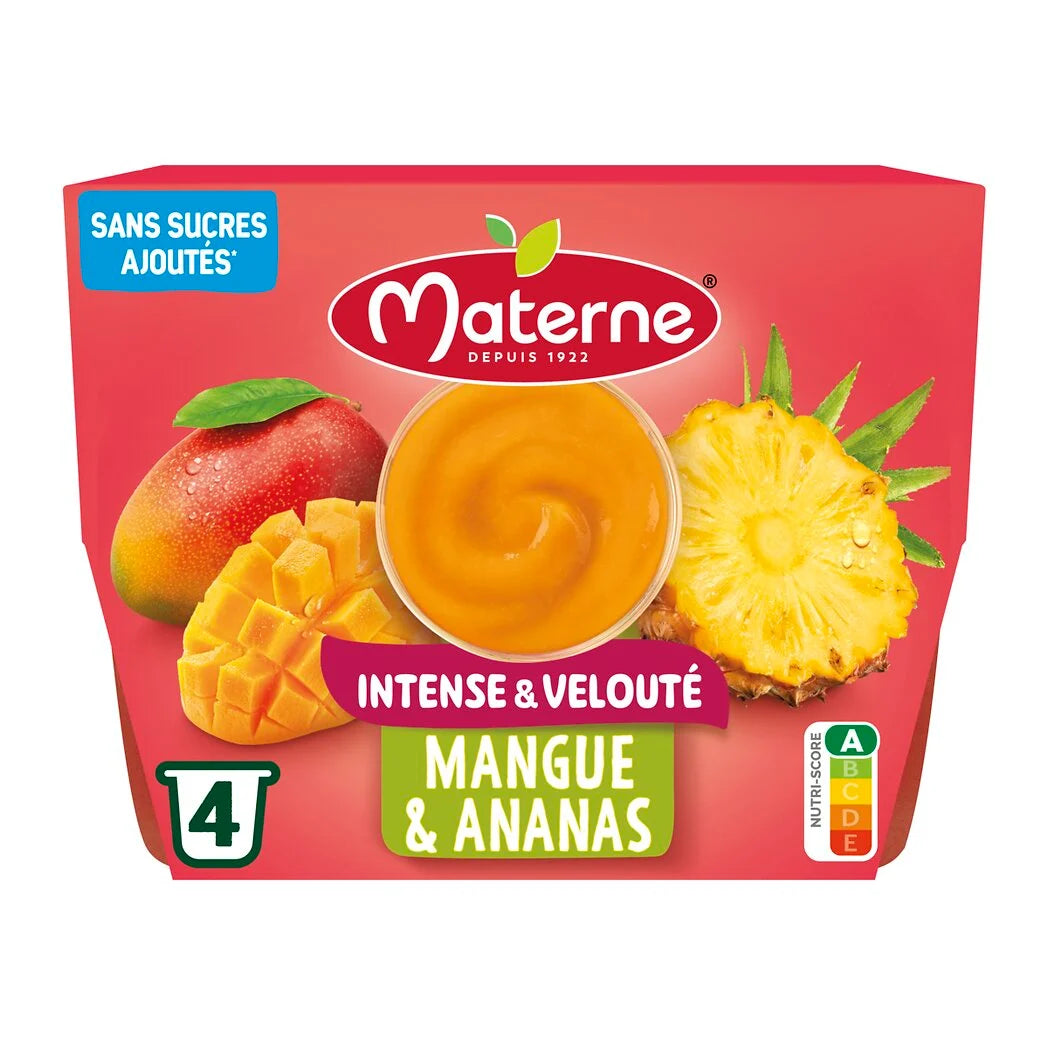 MATERNE Mango Pineapple Puree - Intense & Velvety 4x97g