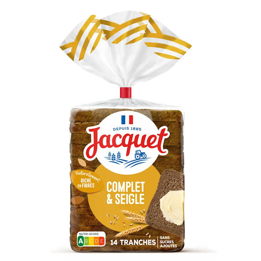 JACQUET bread grandes tranches complet & seigle x14 - 500g*