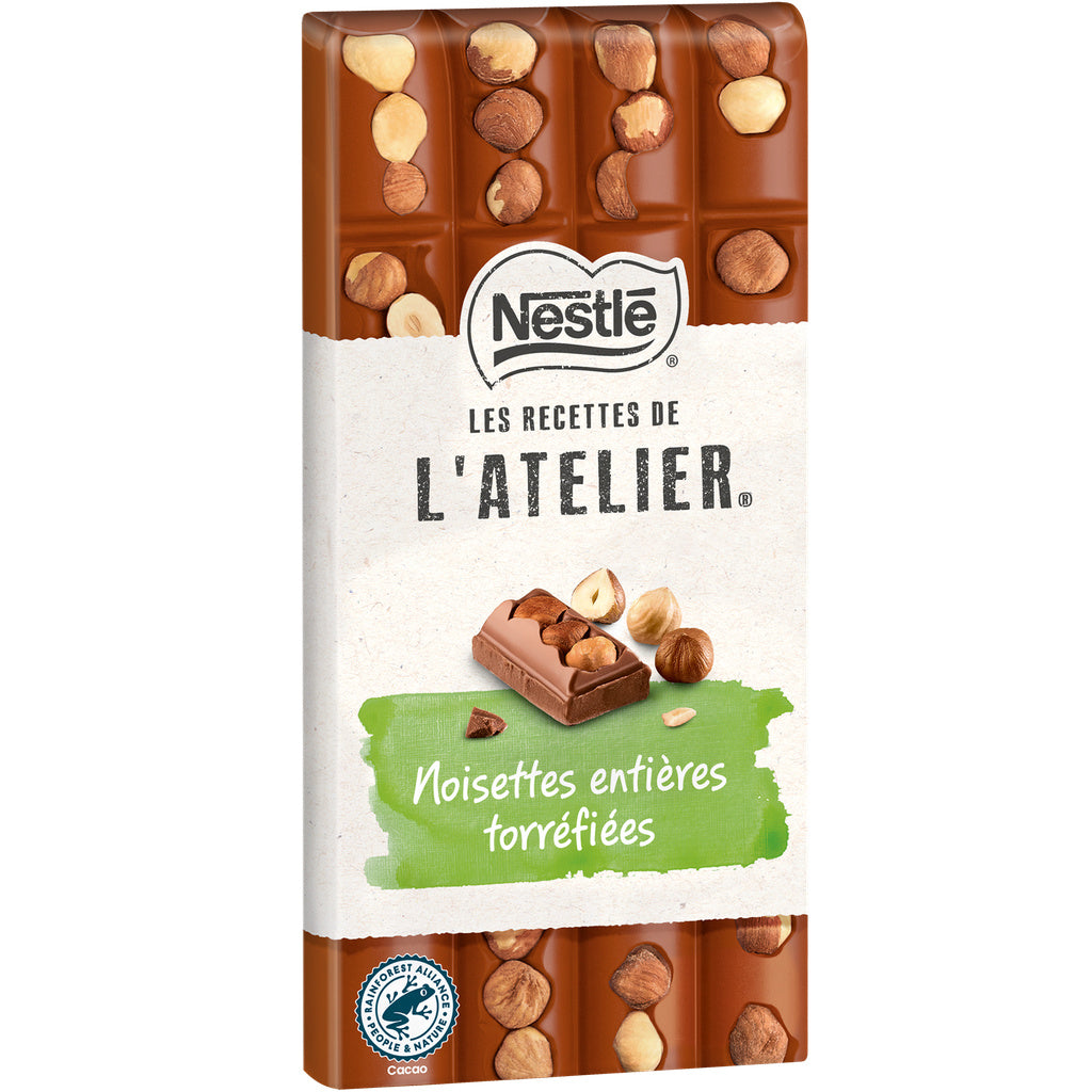 Tableta de chocolate con leche NESTLÉ con avellanas enteras tostadas 170g