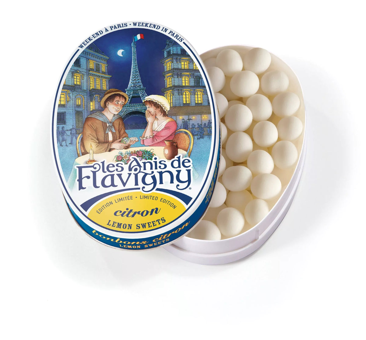 ANIS DE FLAVIGNY LIMITED EDITION – Oval Tin Lemon “Weekend in Paris” 50g
