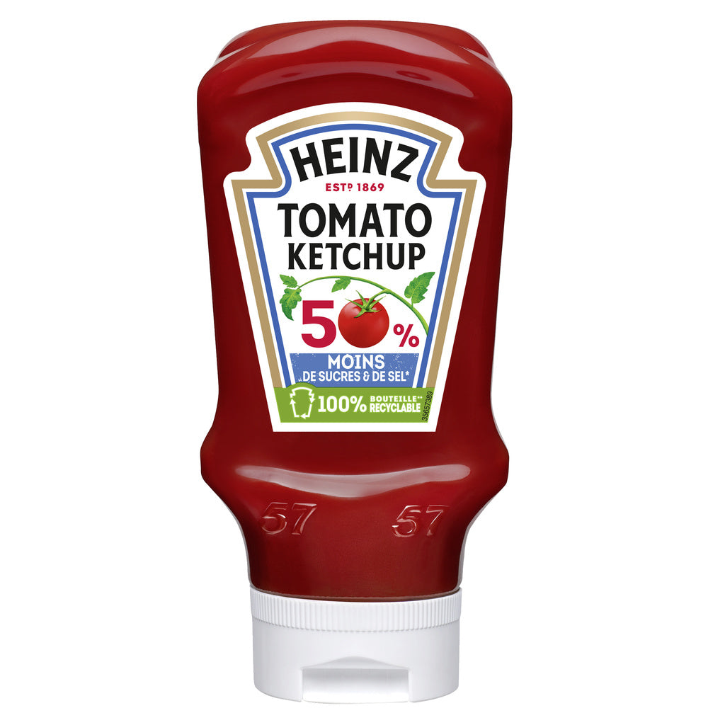 Ketchup de Tomate HEINZ com 50% menos açúcar e sal 435g