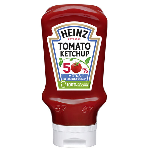 HEINZ Tomato ketchup 50% moins of sucres & of sel 435g