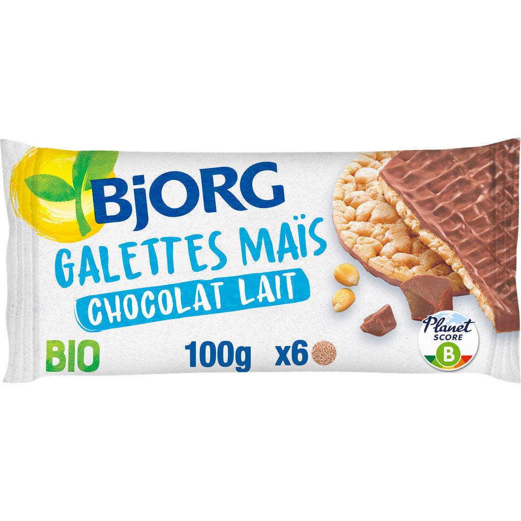 BJORG Bio-Mais-Galettes mit Vollmilchschokolade 100g