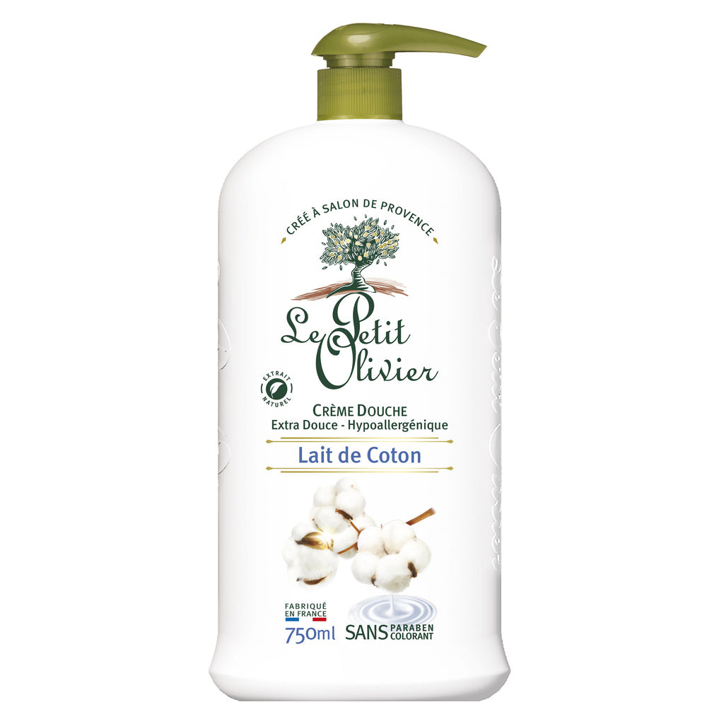 LE PETIT OLIVIER Extra-Mild & Moisturizing Cotton Milk Shower Cream 750ml