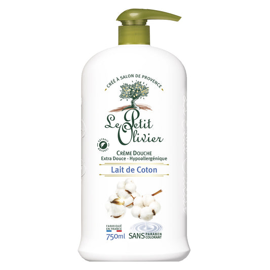 LE PETIT OLIVIER Extra-Mild & Moisturizing Cotton Milk Shower Cream 750ml