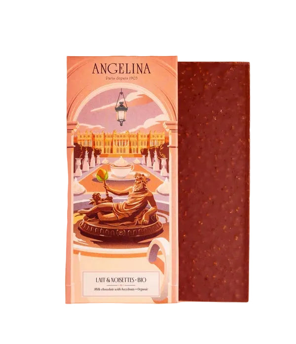 ANGELINA Organic Milk Chocolate Bar with Hazelnut Pieces 100g
