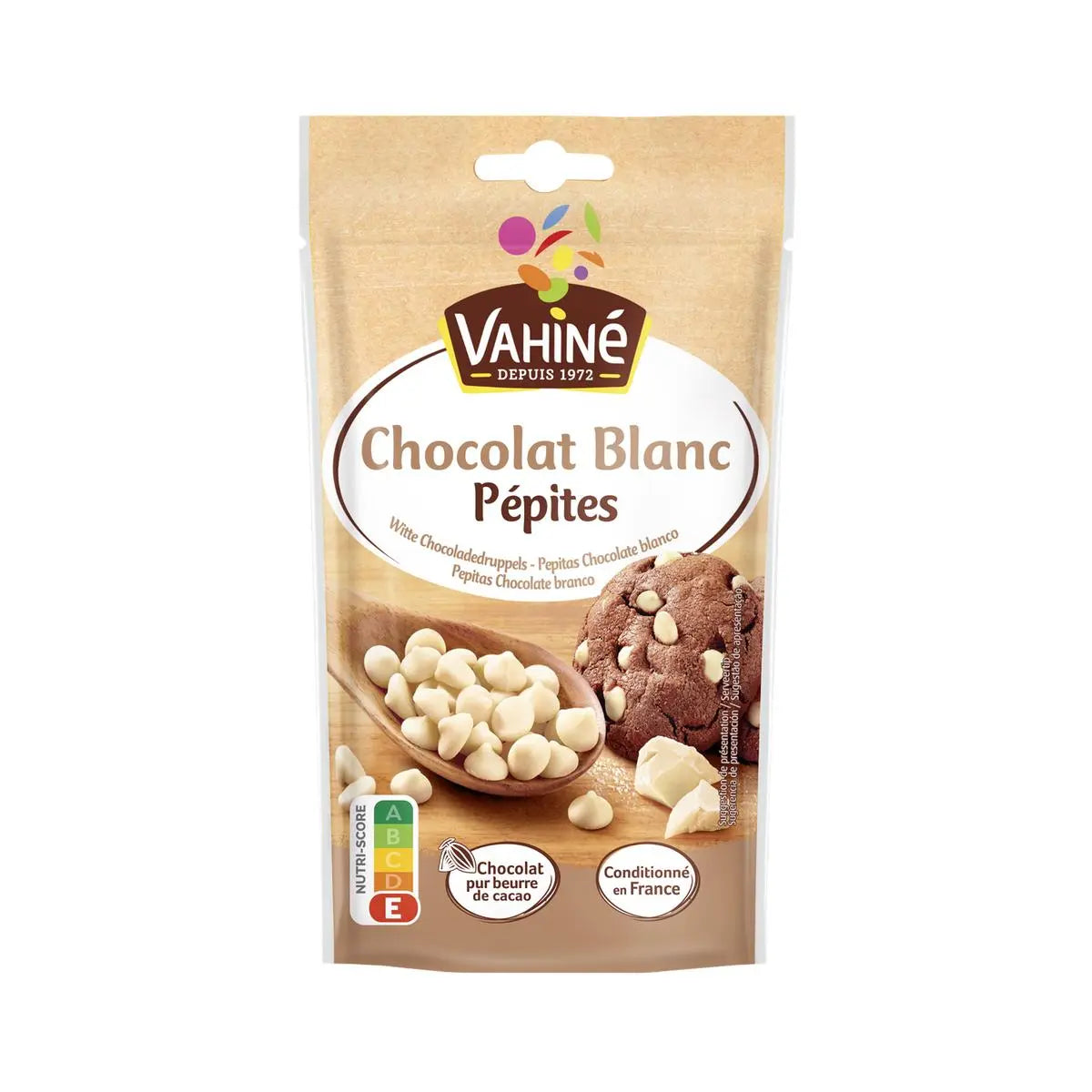 Chispas de chocolate blanco VAHINE 100g – Para galletas y repostería