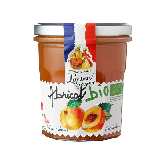 Mermelada de albaricoque orgánico LUCIEN GEORGELIN cocinada con manzanas y en caldero 320g