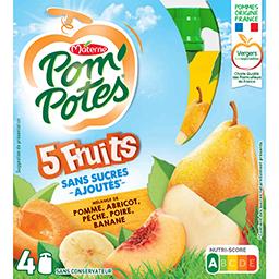 POM'POTES Compotes 5 fruits jaunes pomme, abricot, pêche, poire, banane 4x90g