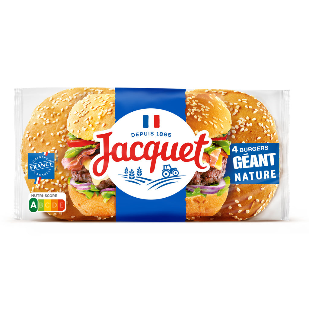 JACQUET Géant pain burger nature x4 - 330g*