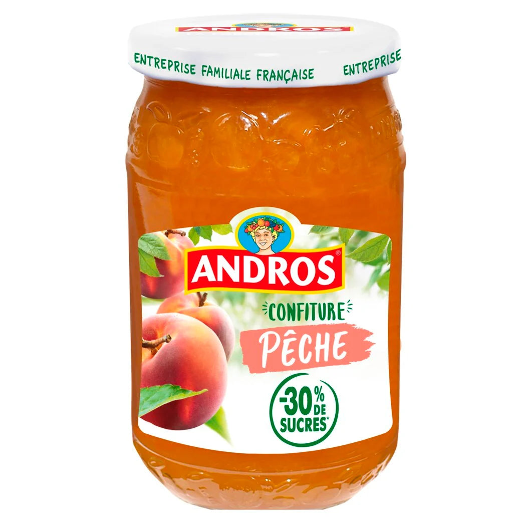Confettura di pesche a ridotto contenuto di zuccheri ANDROS 350g