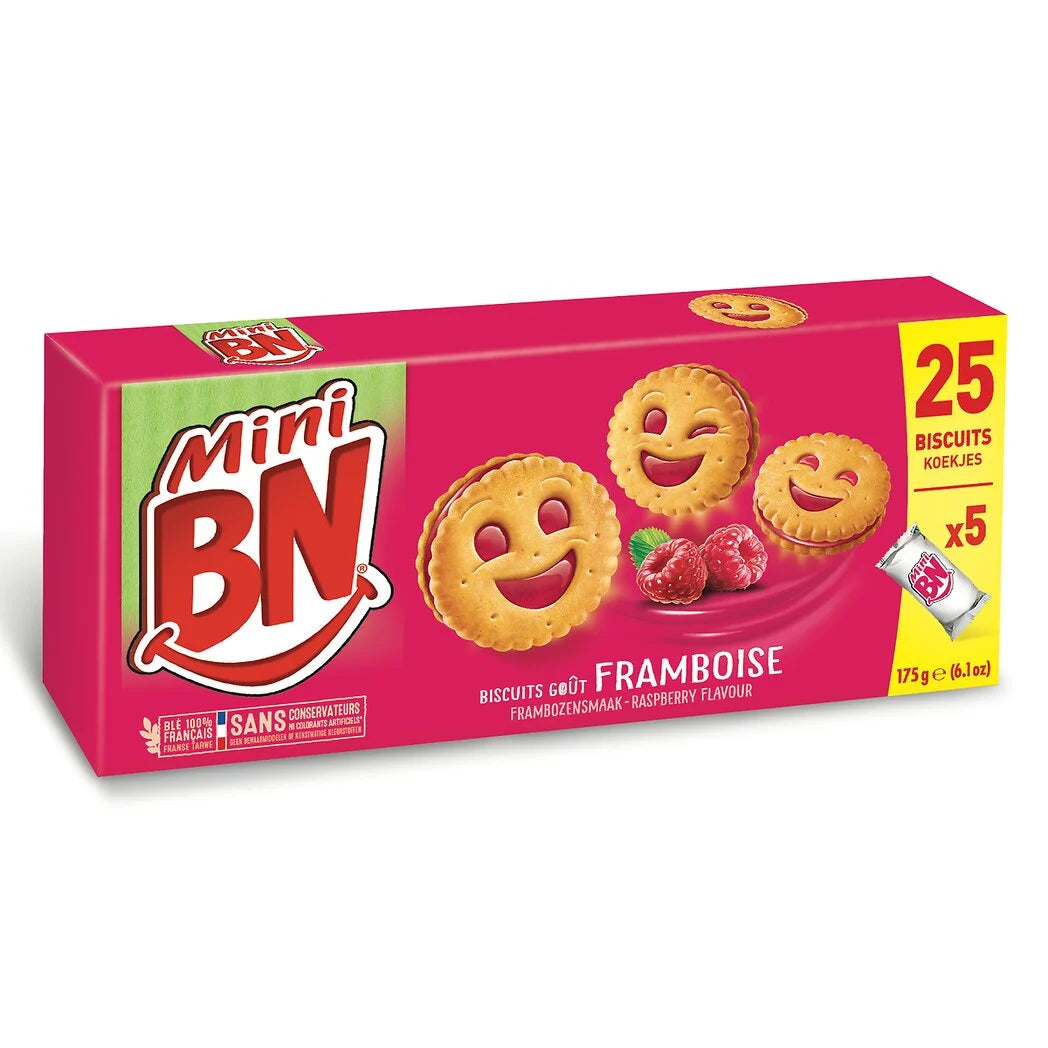 Galletas Mini Rellenas de Frambuesa BN 175g