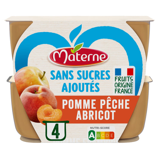 MATERNE No Added Sugars Apple Peach Apricot Puree 4x100g