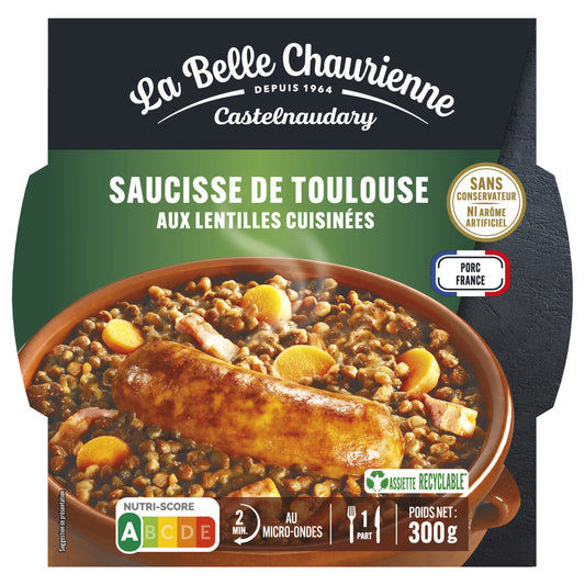LA BELLE CHAURIENNE Toulouse sausage with green lentils of Berry 300g