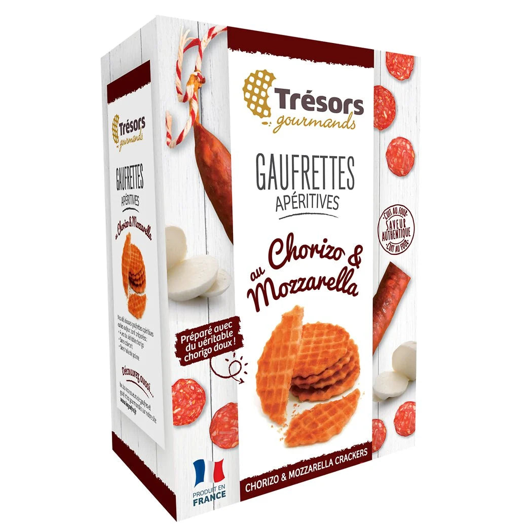 Petiscos de Waffle Salgado TRESORS GOURMANDS Chorizo e Mussarela - 60g