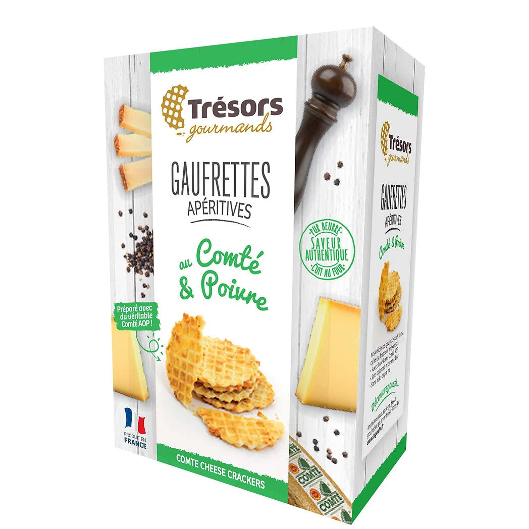 Petiscos de Waffle Salgado TRESORS GOURMANDS Comté & Pimenta - 60g