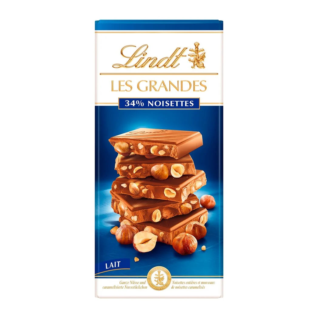 LINDT Les Grandes - 34% Milk Chocolate with Hazelnuts 150g