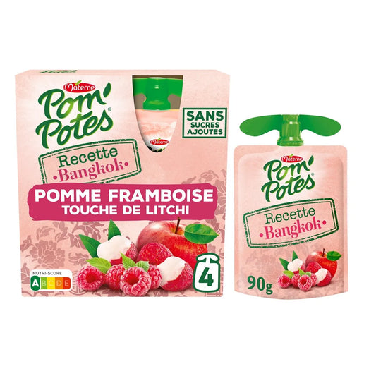 POM'POTES compotes Recettes of Monde bangkok - apple raspberry touche of lychee 4x90g