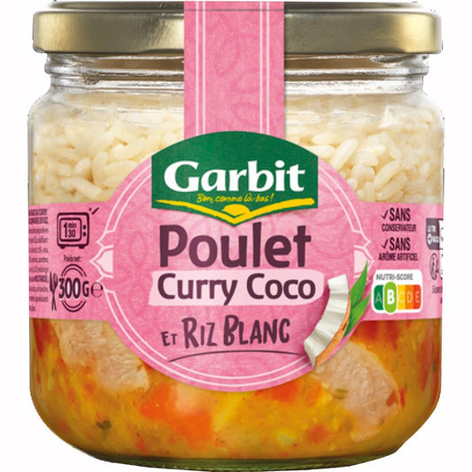 Curry de pollo con coco y arroz blanco GARBIT 300g