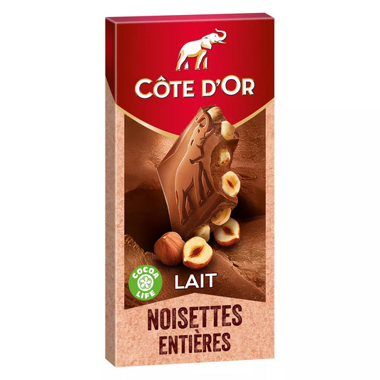 CÔTE D'OR milk chocolate bar and whole hazelnuts 180g