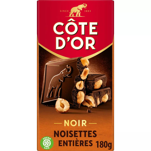 CÔTE D'OR chocolate bar dark and whole hazelnuts 180g