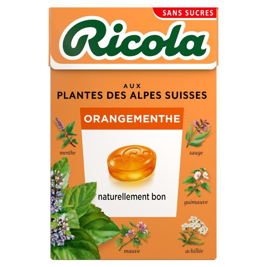 RICOLA Zuckerfreie Orangen-Minze Pastillen Bonbons 50g