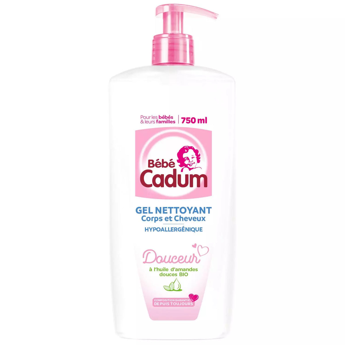 Gel de limpeza corporal e capilar orgânico BÉBÉ CADUM com óleo de amêndoa doce 750ml